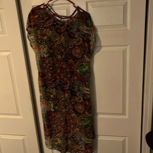 Long blouse or coverall colorful by cha cha vented size 1x